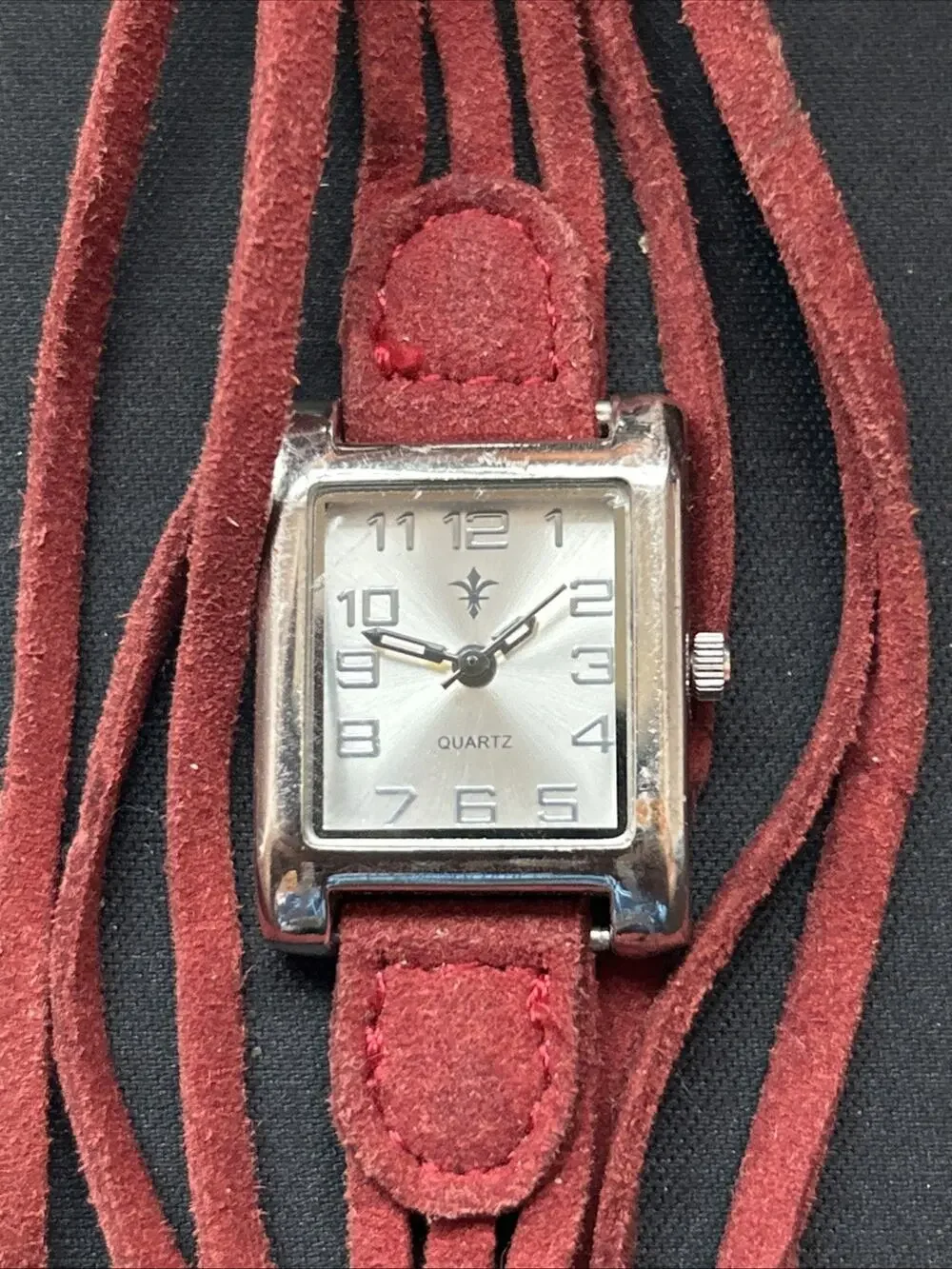 Silver Tone Red Multistrand Band Women’s Quartz Watch